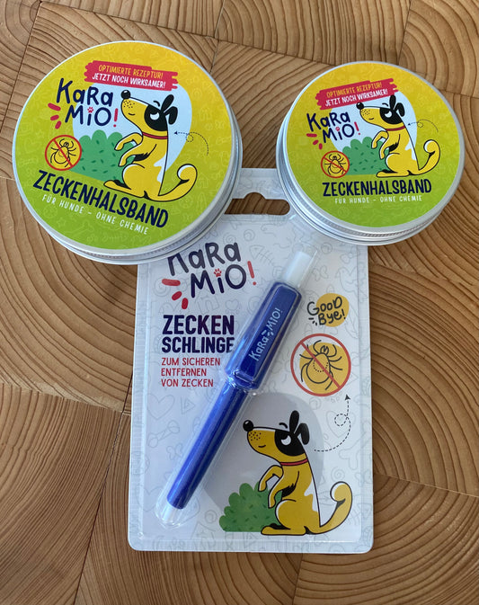 Karamio Zecken-Bundle für Hunde – Zeckenhalsband und Zeckenschlinge -