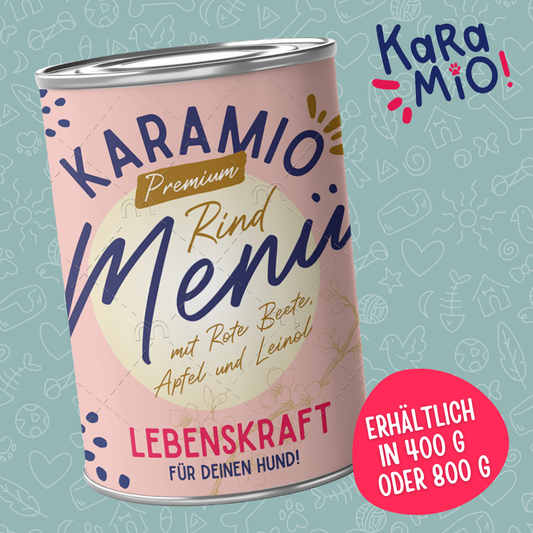 Premium Nassfutter für Allergiker – Rind mit Rote Beete, Apfel & Leinöl, schonend & getreidefrei | Karamio